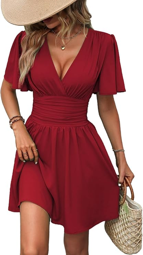 Pure Elegance – Midi V-Neck Dress, Waist-Fitted